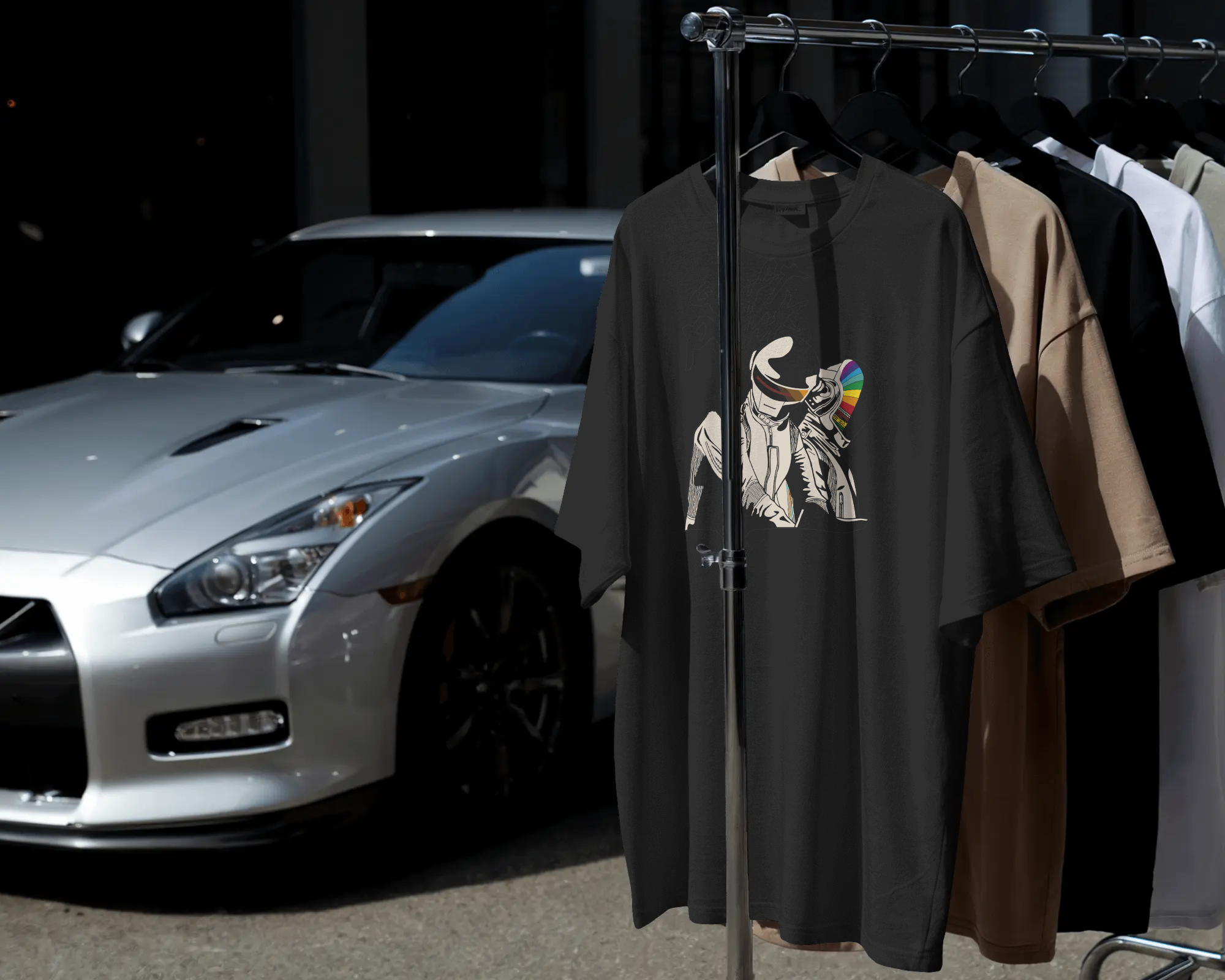 DAFT PUNK ART Unisex Premium Terry Oversized Tee