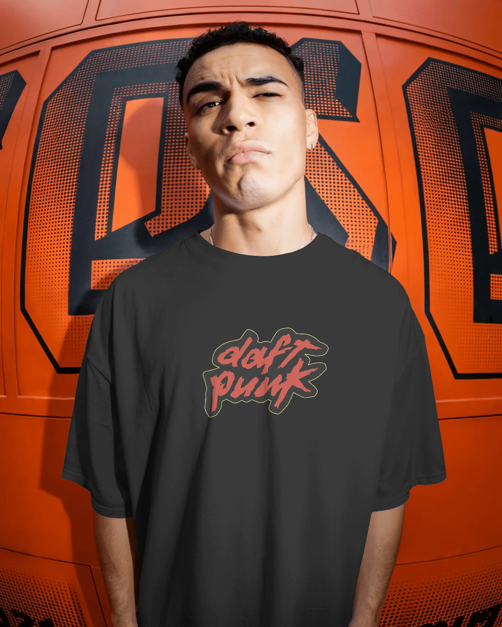 DAFT PUNK Unisex premium Terry Oversized Tee (front & back design)